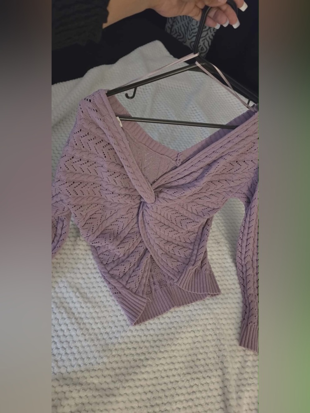 Lavender Twist-Front Knit Sweater - Women